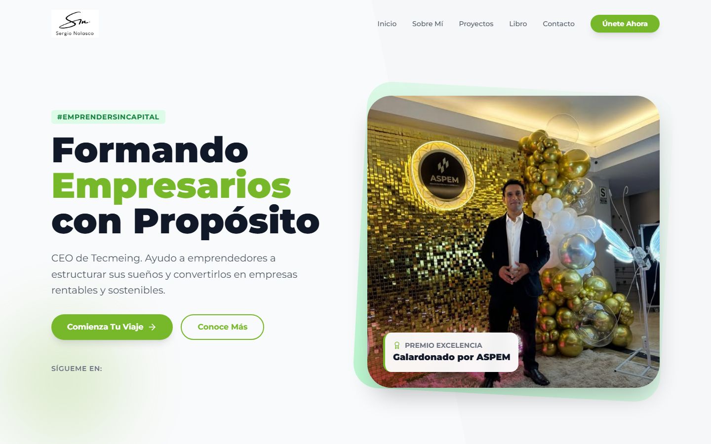 Sergio Nolasco, Plataforma de marca personal desarrollado por Ignia para Sergio Nolasco, CEO de Tecmeing