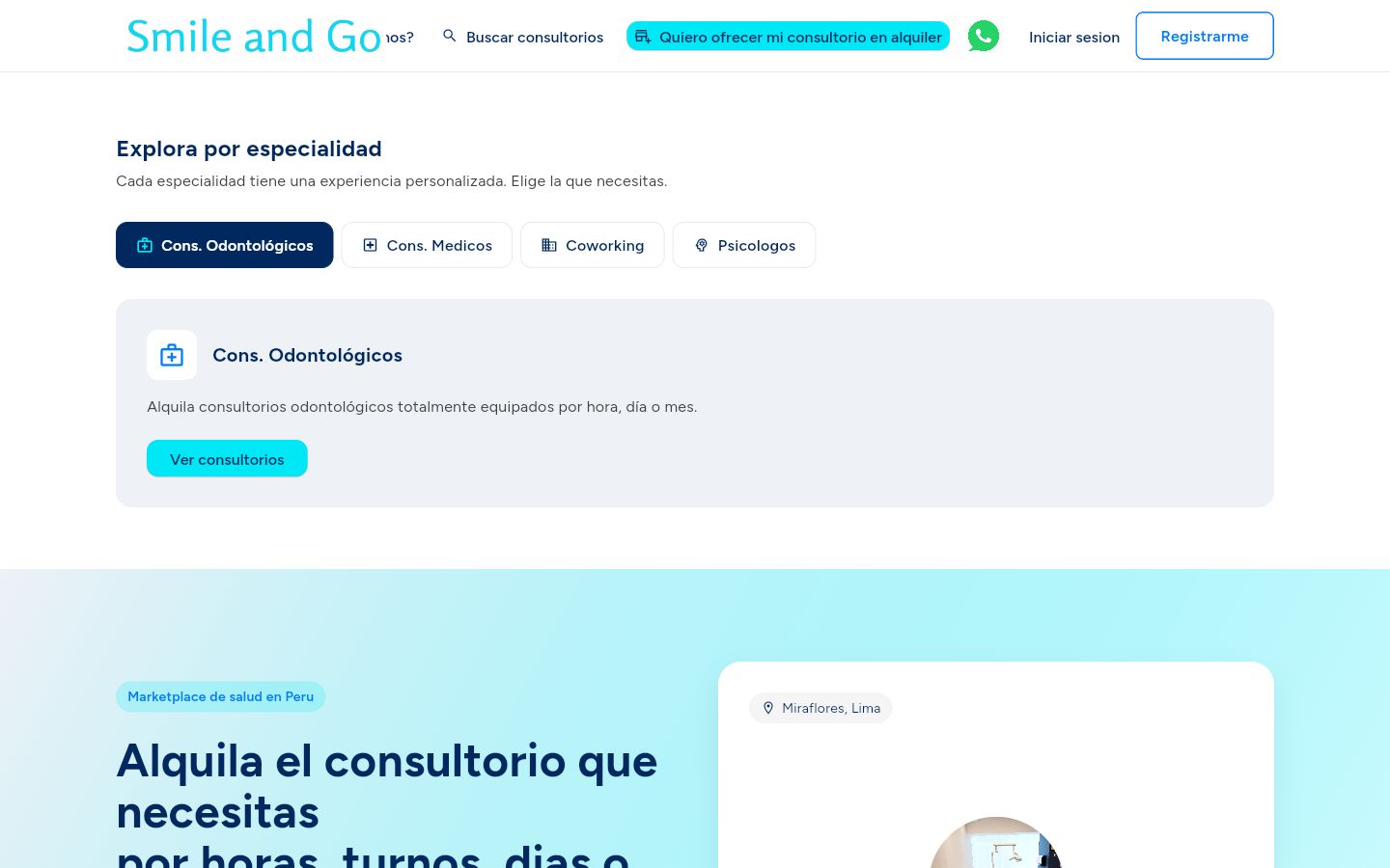 SmileAndGo, Marketplace de salud (web y app) desarrollado por Ignia para SmileAndGo
